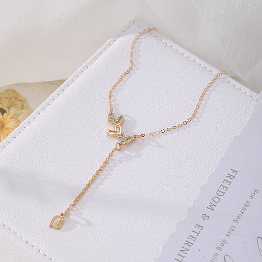 LoveLuz Necklace – Stainless Steel & Cubic Zirconia Triple Heart